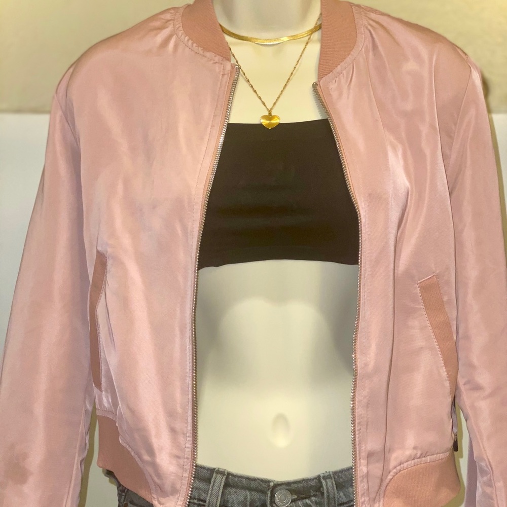 Forever 21 Mauve Zip-Front Bomber Jacket